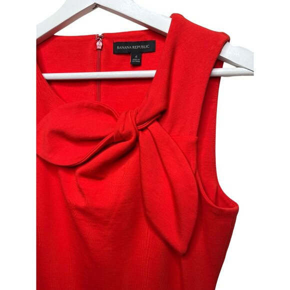 Banana Republic Dress Women Sz 4 Orange Sheath Sleeveless Work Stretch Solid - Picture 5 of 12